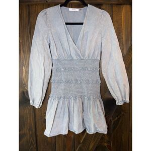 Idem Ditto Smocked Chambray Mini Dress